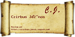 Czirbus János névjegykártya